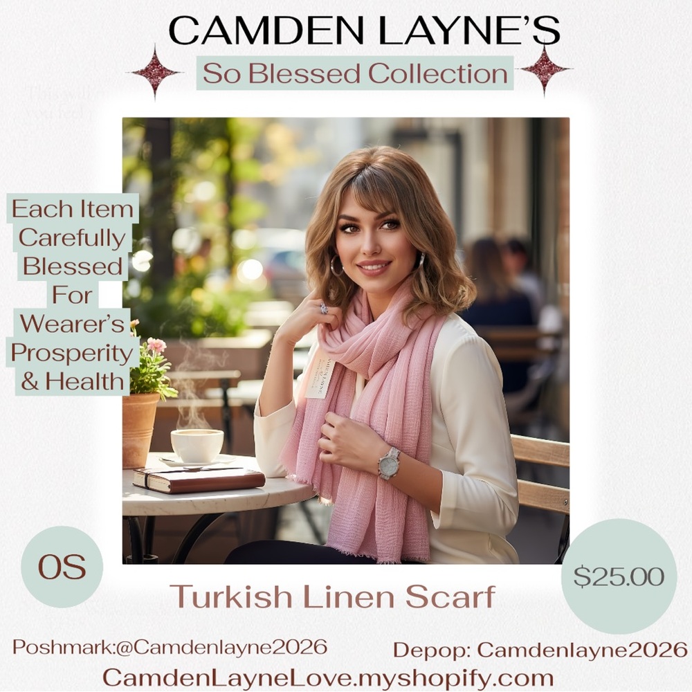 Camden Layne's Blessed Soft Pink Turkish Linen Scarf